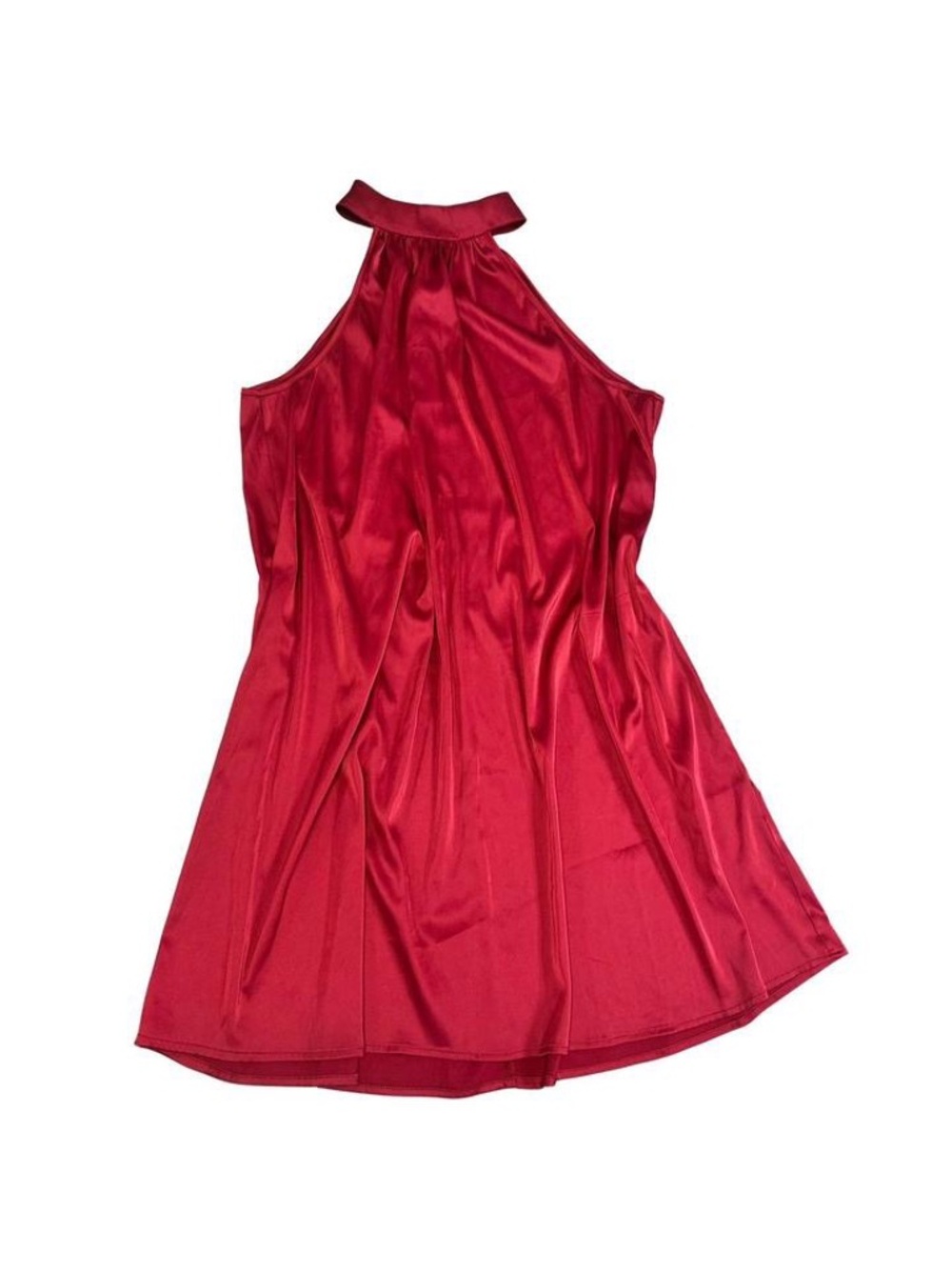 Red Satin Halter Dress